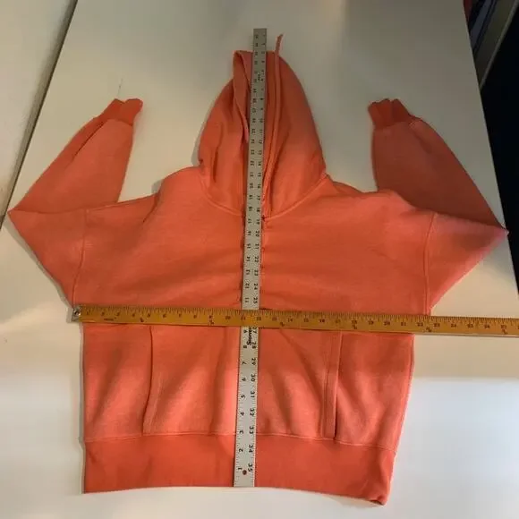 FP Movement Hoodie Womens XS Orange Fleece Lined Believe It Lace Up Free People - Picture 6 of 12